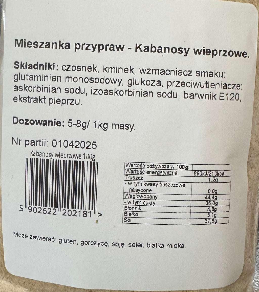 koncentrat kabanosy wieprzowe